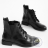 Women's patent demi-season low-top boots with laces and zippers 